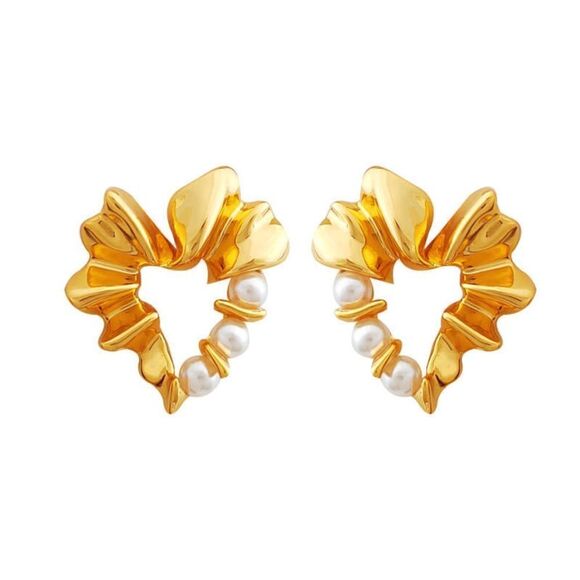 Pearl heart earrings N1109 - Picture 1 of 4